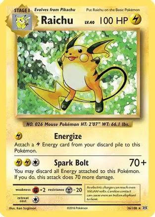 Raichu 036  - Reverse Holofoil XY  Evolutions - Holo Rare XY - Evolutions Pokemon Single  Squirtle Squad Card Shop.