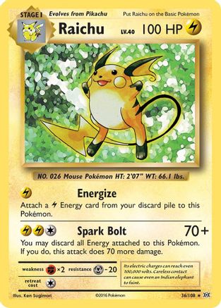 Raichu 036  - Holofoil XY  Evolutions - Holo Rare XY - Evolutions Pokemon Single  Squirtle Squad Card Shop.