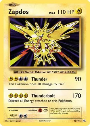 Zapdos 042  - Reverse Holofoil XY  Evolutions - Holo Rare XY - Evolutions Pokemon Single  Squirtle Squad Card Shop.