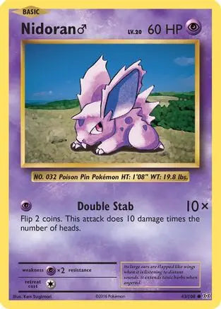 Nidoran M 043  - Reverse Holofoil XY  Evolutions - Common XY - Evolutions Pokemon Single  Squirtle Squad Card Shop.