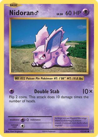 Nidoran M 043  - Reverse Holofoil XY  Evolutions - Common XY - Evolutions Pokemon Single  Squirtle Squad Card Shop.