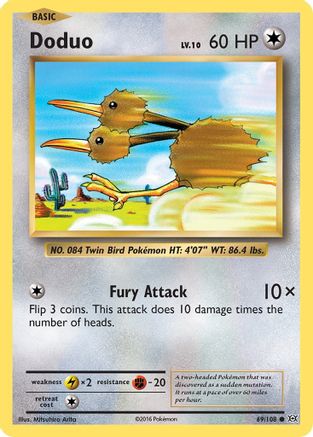 Doduo 069  - Reverse Holofoil XY  Evolutions - Common XY - Evolutions Pokemon Single  Squirtle Squad Card Shop.