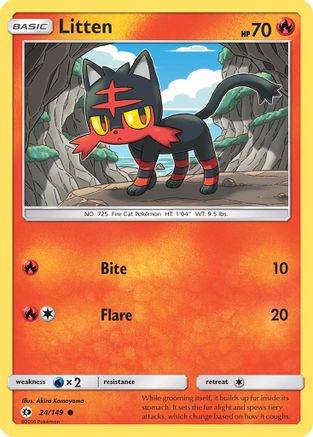 Litten 024  - Reverse Holofoil SM Base Set - Common SM Base Set Pokemon Single  Squirtle Squad Card Shop.