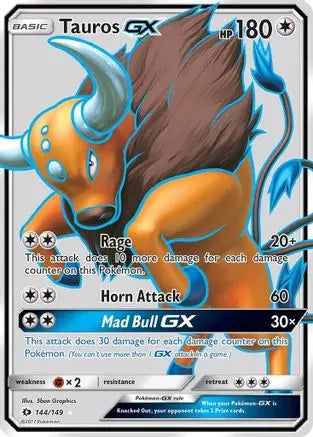 Tauros GX (Full Art) 144  - Holofoil SM Base Set - Ultra Rare SM Base Set Pokemon Single  Squirtle Squad Card Shop.