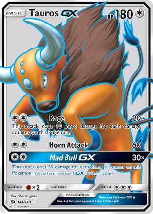 Tauros GX (Full Art) 144  - Holofoil SM Base Set - Ultra Rare SM Base Set Pokemon Single  Squirtle Squad Card Shop.
