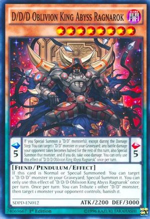 D/D/D Oblivion King Abyss Ragnarok (SDPD-EN012) - Structure Deck: Pendulum Domination 1st Edition Structure Deck: Pendulum Domination Yugioh Single  Squirtle Squad Card Shop.