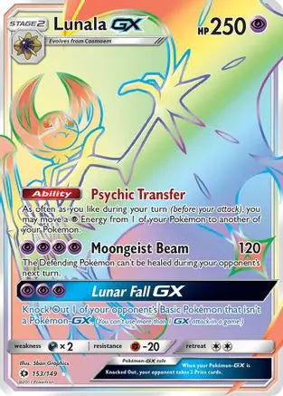 Lunala GX (Secret) - Holofoil SM Base Set - Secret Rare