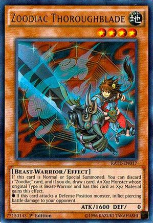 Zoodiac Thoroughblade (RATE-EN017) - Raging Tempest 1st Edition Raging Tempest Yugioh Single  Squirtle Squad Card Shop.