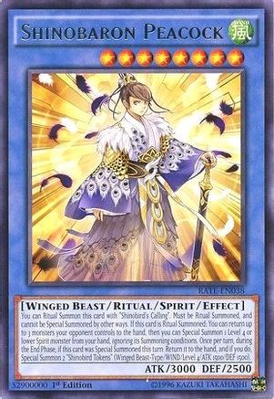 Shinobaron Peacock (RATE-EN038) - Raging Tempest 1st Edition Raging Tempest Yugioh Single  Squirtle Squad Card Shop.