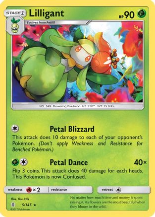 Lilligant 005/145  SM  Guardians Rising - Rare SM - Guardians Rising Pokemon Single  Squirtle Squad Card Shop.