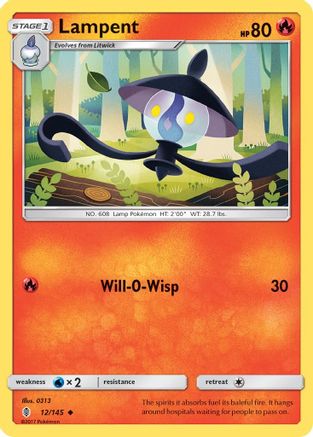 Lampent 012/145  SM  Guardians Rising - Uncommon SM - Guardians Rising Pokemon Single  Squirtle Squad Card Shop.