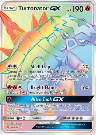 Turtonator GX (Secret)  - Holofoil SM  Guardians Rising - Secret Rare SM - Guardians Rising Pokemon Single  Squirtle Squad Card Shop.