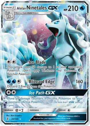 Alolan Ninetales GX 022  - Holofoil SM  Guardians Rising - Ultra Rare SM - Guardians Rising Pokemon Single  Squirtle Squad Card Shop.