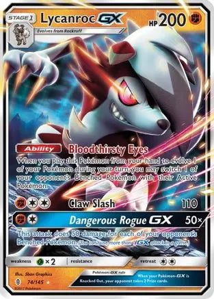 Lycanroc GX 074  - Holofoil SM  Guardians Rising - Ultra Rare SM - Guardians Rising Pokemon Single  Squirtle Squad Card Shop.