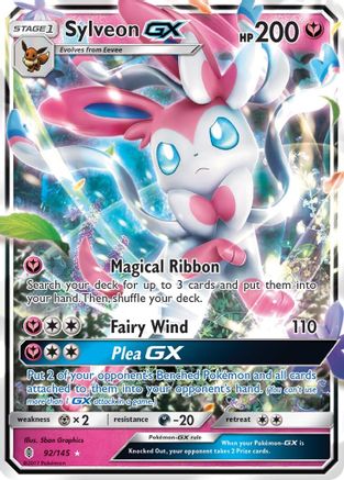 Sylveon GX 092  - Holofoil SM  Guardians Rising - Ultra Rare SM - Guardians Rising Pokemon Single  Squirtle Squad Card Shop.