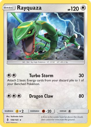 Rayquaza 106  - Reverse Holofoil SM  Guardians Rising - Rare SM - Guardians Rising Pokemon Single  Squirtle Squad Card Shop.
