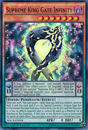 Supreme King Gate Infinity (MACR-EN018) - Maximum Crisis 1st Edition Maximum Crisis Yugioh Single  Squirtle Squad Card Shop.