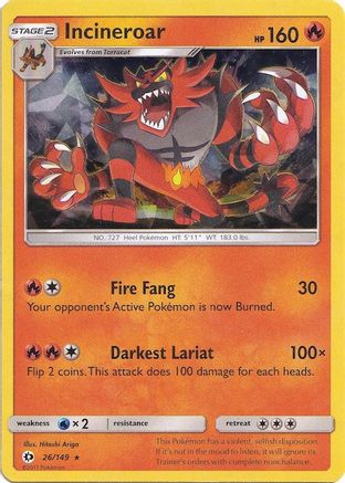 Incineroar - 026/149 (Cracked Ice Holo)/149  - Holofoil Deck Exclusives - Holo Rare Deck Exclusives Pokemon Single  Squirtle Squad Card Shop.