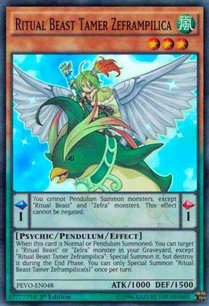 Ritual Beast Tamer Zeframpilica (PEVO-EN048) - Pendulum Evolution 1st Edition Pendulum Evolution Yugioh Single  Squirtle Squad Card Shop.