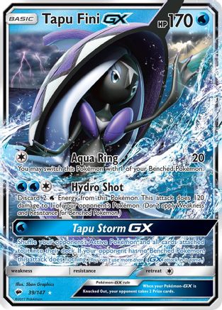 Tapu Fini GX 039  - Holofoil SM  Burning Shadows - Ultra Rare SM - Burning Shadows Pokemon Single  Squirtle Squad Card Shop.