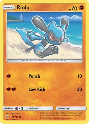 Riolu 070  - Reverse Holofoil SM  Burning Shadows - Common SM - Burning Shadows Pokemon Single  Squirtle Squad Card Shop.