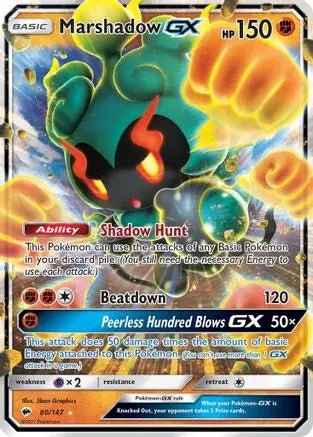 Marshadow GX 080  - Holofoil SM  Burning Shadows - Ultra Rare SM - Burning Shadows Pokemon Single  Squirtle Squad Card Shop.