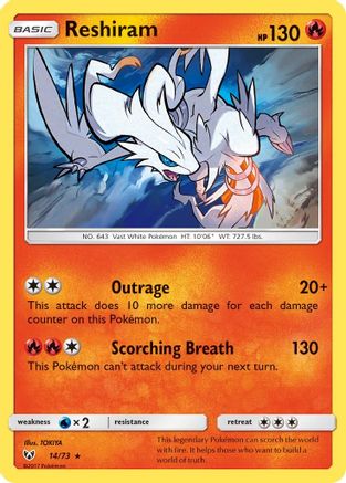 Reshiram 014  - Holofoil Shining Legends - Holo Rare Shining Legends Pokemon Single  Squirtle Squad Card Shop.