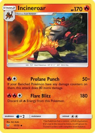 Incineroar 017  - Reverse Holofoil Shining Legends - Uncommon Shining Legends Pokemon Single  Squirtle Squad Card Shop.