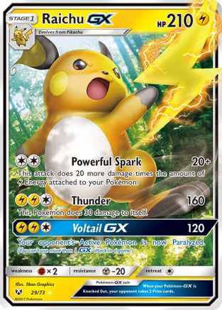 Raichu GX 029  - Holofoil Shining Legends - Ultra Rare Shining Legends Pokemon Single  Squirtle Squad Card Shop.