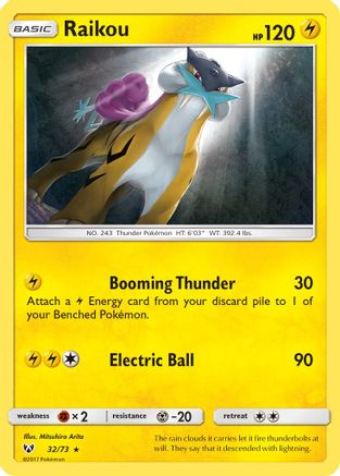 Raikou 032  - Holofoil Shining Legends - Holo Rare Shining Legends Pokemon Single  Squirtle Squad Card Shop.