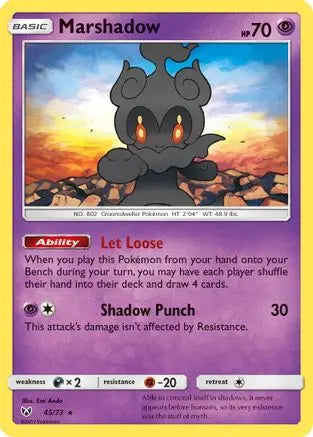Marshadow 045  - Reverse Holofoil Shining Legends - Holo Rare