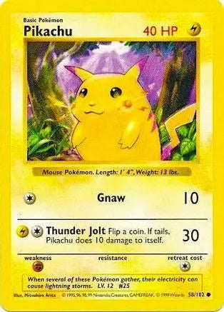 Pikachu (Red Cheeks) 058  - 1st Edition Base Set Shadowless - Common