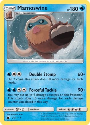 Mamoswine 021/111  - Reverse Holofoil SM  Crimson Invasion - Rare SM - Crimson Invasion Pokemon Single  Squirtle Squad Card Shop.