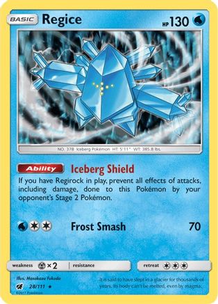Regice 028  - Holofoil SM  Crimson Invasion - Holo Rare SM - Crimson Invasion Pokemon Single  Squirtle Squad Card Shop.