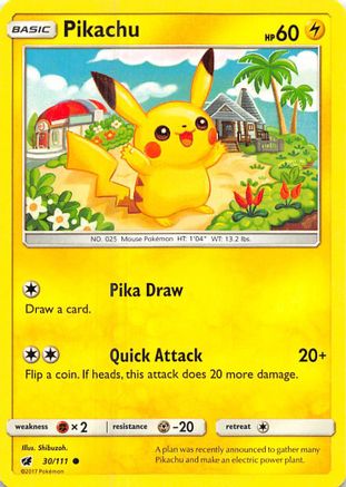 Pikachu 030  SM  Crimson Invasion - Common SM - Crimson Invasion Pokemon Single  Squirtle Squad Card Shop.