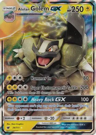 Alolan Golem GX 034  - Holofoil SM  Crimson Invasion - Ultra Rare SM - Crimson Invasion Pokemon Single  Squirtle Squad Card Shop.