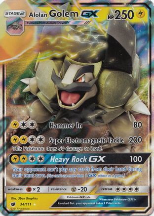 Alolan Golem GX 034  - Holofoil SM  Crimson Invasion - Ultra Rare SM - Crimson Invasion Pokemon Single  Squirtle Squad Card Shop.