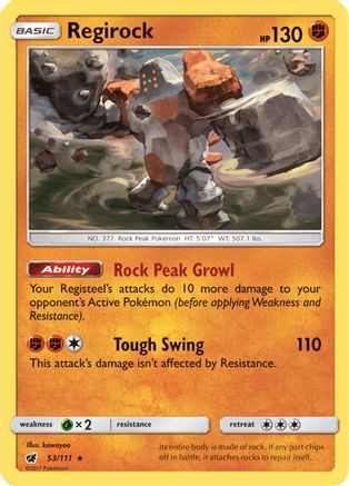 Regirock 053  - Reverse Holofoil SM  Crimson Invasion - Rare SM - Crimson Invasion Pokemon Single  Squirtle Squad Card Shop.