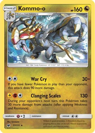Kommo-o 077  SM  Crimson Invasion - Rare SM - Crimson Invasion Pokemon Single  Squirtle Squad Card Shop.