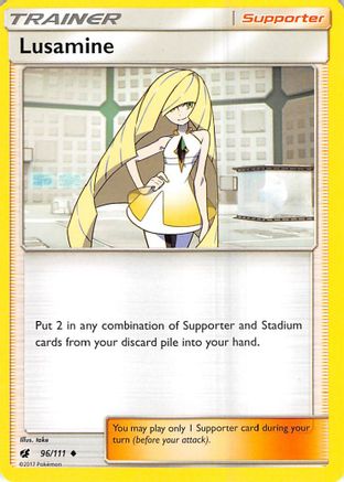 Lusamine 096  - Reverse Holofoil SM  Crimson Invasion - Uncommon SM - Crimson Invasion Pokemon Single  Squirtle Squad Card Shop.