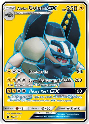 Alolan Golem GX (Full Art)/111  - Holofoil SM  Crimson Invasion - Ultra Rare SM - Crimson Invasion Pokemon Single  Squirtle Squad Card Shop.