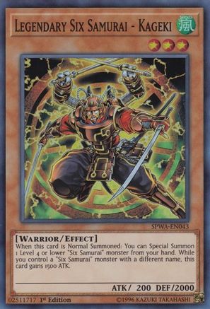 Legendary Six Samurai - Kageki (SPWA-EN043) - Spirit Warriors 1st Edition Spirit Warriors Yugioh Single  Squirtle Squad Card Shop.