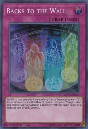 Backs to the Wall (SPWA-EN053) - Spirit Warriors 1st Edition Spirit Warriors Yugioh Single  Squirtle Squad Card Shop.