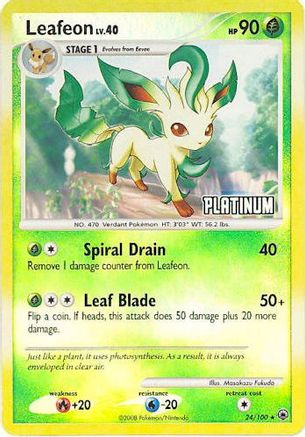Leafeon - 24/100 [Platinum]/100  - Reverse Holofoil Burger King Promos - Promo Burger King Promos Pokemon Single  Squirtle Squad Card Shop.