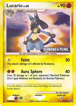 Lucario - 6/130 [Diamond & Pearl]/130  - Reverse Holofoil Burger King Promos - Promo Burger King Promos Pokemon Single  Squirtle Squad Card Shop.