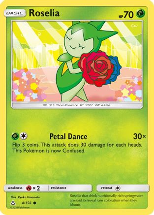 Roselia/156  - Reverse Holofoil SM  Ultra Prism - Common SM - Ultra Prism Pokemon Single  Squirtle Squad Card Shop.