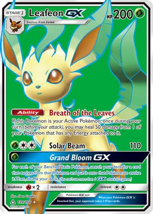 Leafeon GX (Full Art)  - Holofoil SM  Ultra Prism - Ultra Rare SM - Ultra Prism Pokemon Single  Squirtle Squad Card Shop.