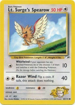 Lt. Surge's Spearow (83) (83) 083  - Unlimited Gym Heroes - Common Gym Heroes Pokemon Single  Squirtle Squad Card Shop.