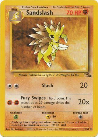 Sandslash 041  - Unlimited Fossil - Uncommon Fossil Pokemon Single  Squirtle Squad Card Shop.