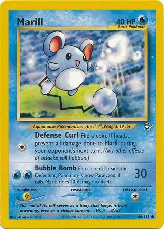 Marill 066  - Unlimited Neo Genesis - Common Neo Genesis Pokemon Single  Squirtle Squad Card Shop.